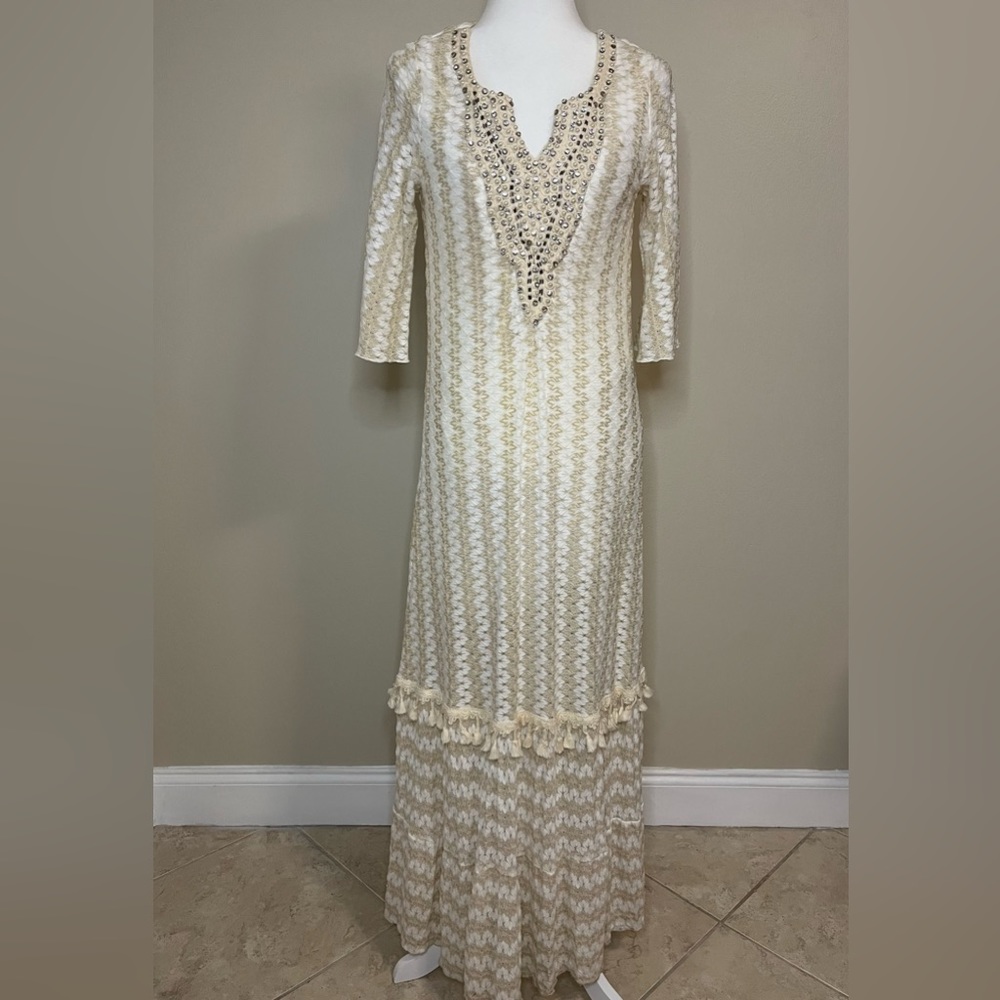Azara Paris Beige and Gold Cover Up Dress
